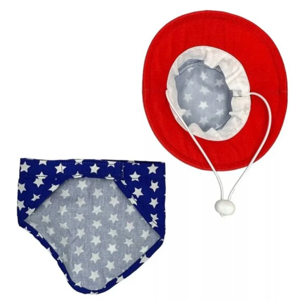 NEW Woof Pet Scarf Bandana & Bucket Hat Size‎ Large/X-large Red White & Blue